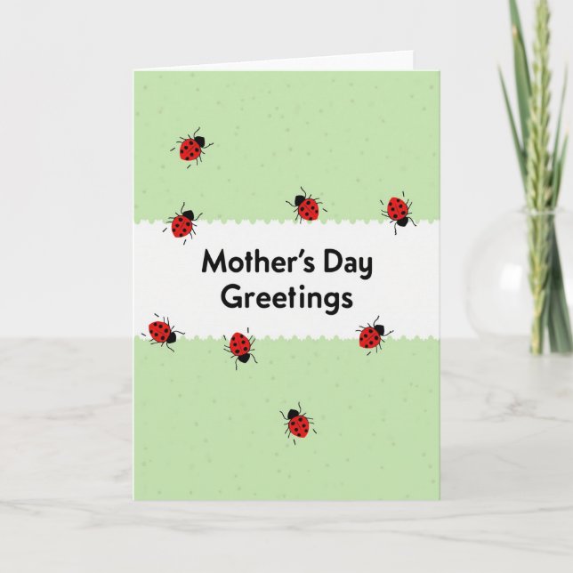Ladybug Mothers Day Illustration Card (Front)