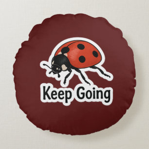 Ladybug Motivation Sticker Round Pillow