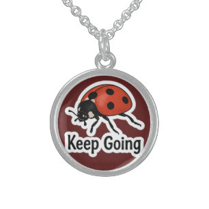 Ladybug Motivation Sticker  Sterling Silver Necklace