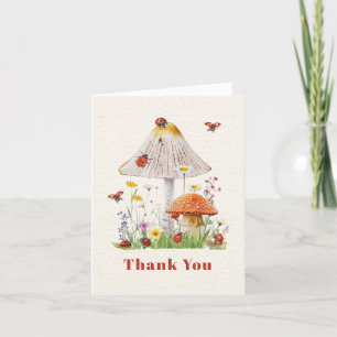 Ladybug Mushroom Letterpress Thank You Card