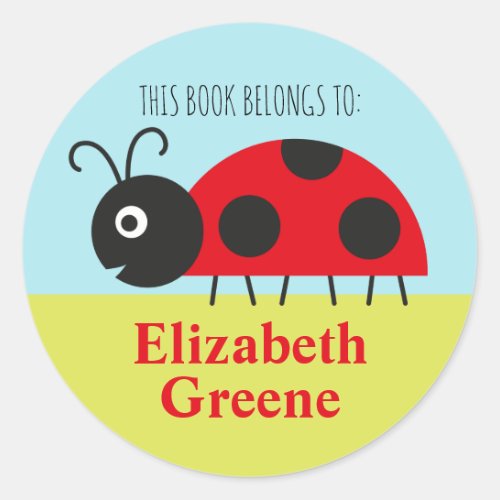 Ladybug Name Label Round Sticker for Kids