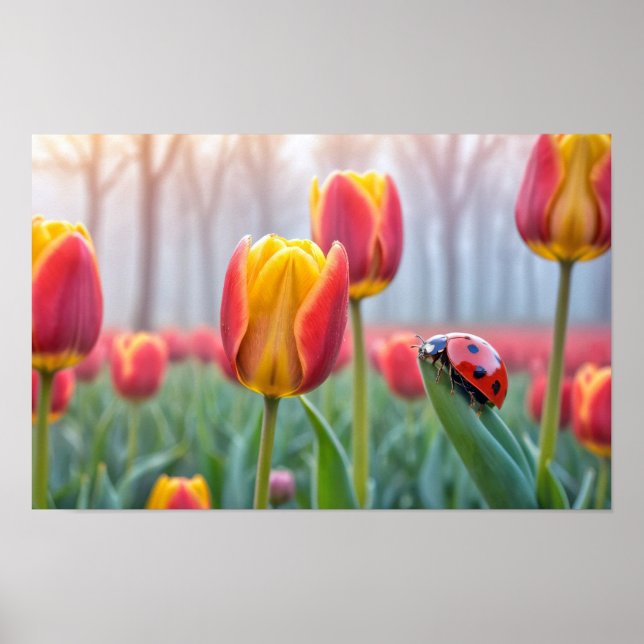 Ladybug Nature Colourful Wildlife Serene Tranquil  Poster (Front)