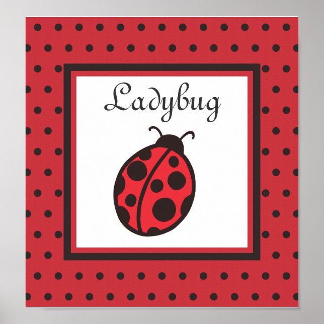 Ladybug Nursery Baby Kids Wall Art Poster Print (Front)
