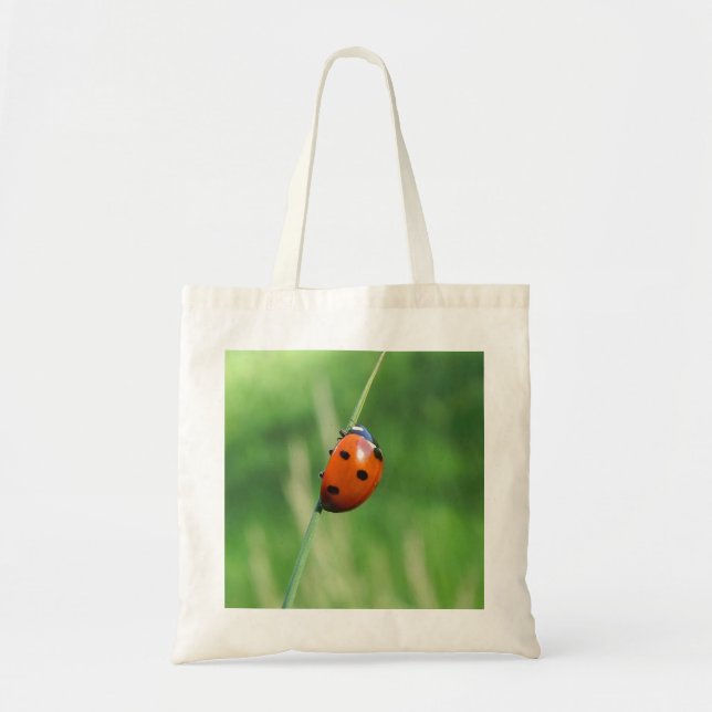 Ladybug on a blade of grass Bag (Front)