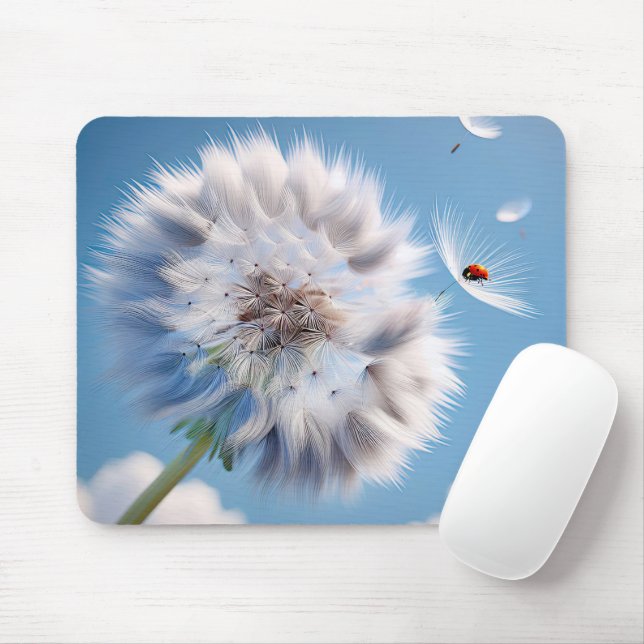 Ladybug On a Dandelion Seed Mouse Pad (With Mouse)