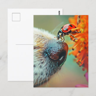 Ladybug on a dog's nose, Postcrossing Postcard