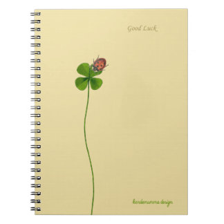 Ladybug on a four leaf clover - Good luck Notebook