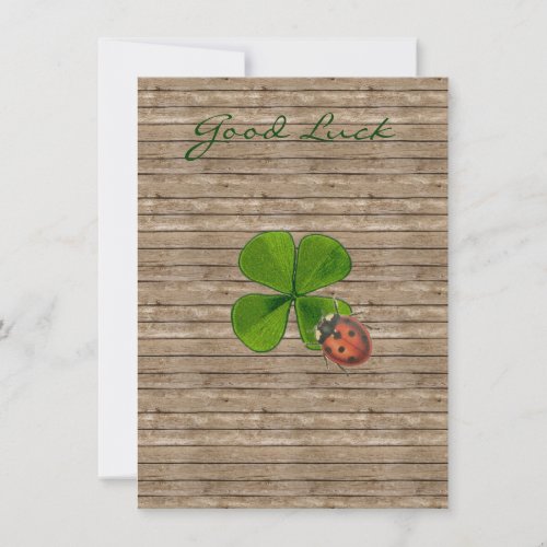 Ladybug on a four leaf clover _ Good luck Thank You Card