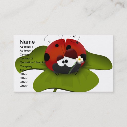 Customizable Ladybug on a green leaf business card