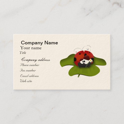 Ladybug on a green leaf business card