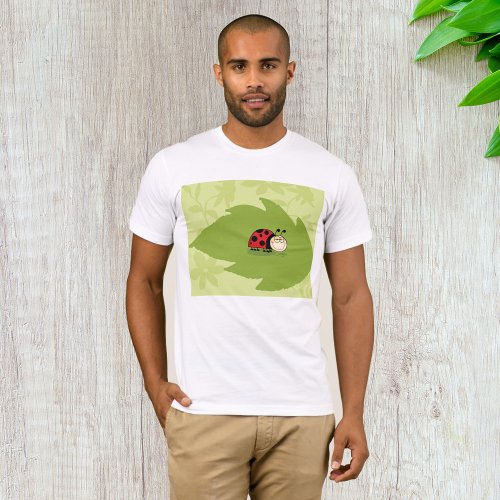 Ladybug On A Leaf Red Insect Mens T_Shirt