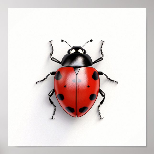 Ladybug on a White Background Poster (Front)