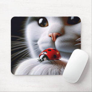 Ladybug On Cat's Paw Mouse Pad