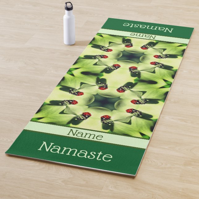 Ladybug On Dogwood Abstract Nature Personalized Yoga Mat (In Situ)