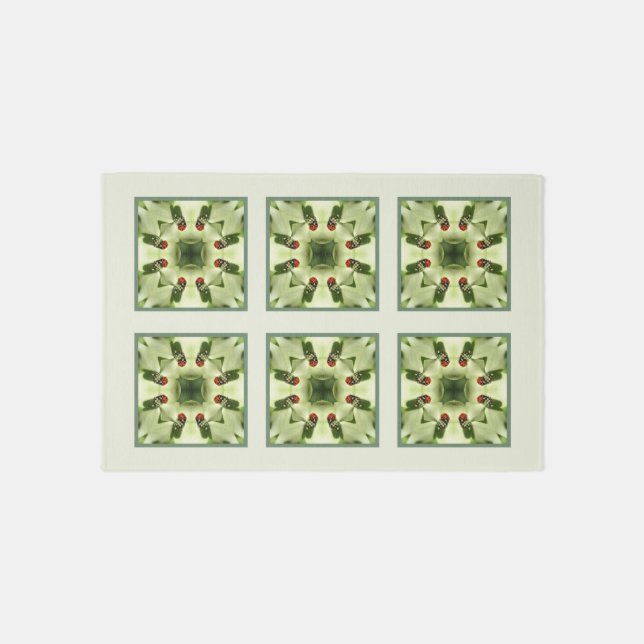 Ladybug On Dogwood Flower Abstract Nature Art  Rug (Front)