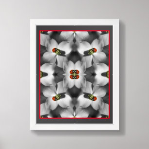 Ladybug On Dogwood Flower Abstract Nature   Framed Art