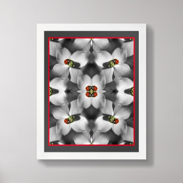 Ladybug On Dogwood Flower Abstract Nature   Framed Art (Framed Front)