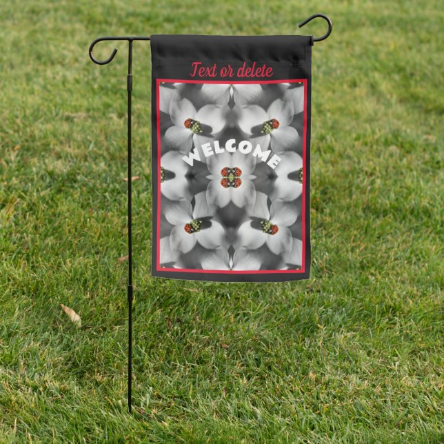 Ladybug On Dogwood Flower Abstract Personalized  Garden Flag (In SItu)