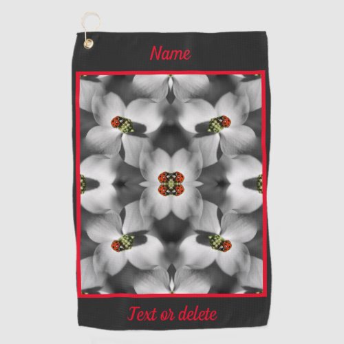 Ladybug On Dogwood Flower Abstract Personalized  Golf Towel