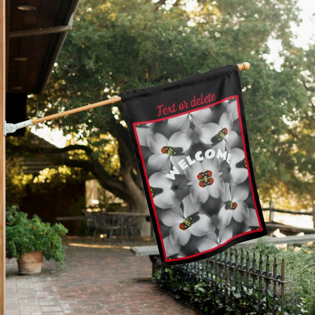 Ladybug On Dogwood Flower Abstract Personalized  House Flag (In SItu)