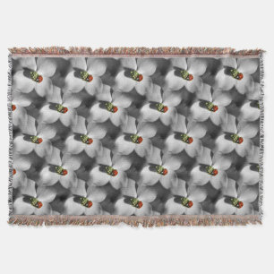 Ladybug On Dogwood Flower Nature Art Pattern Throw Blanket