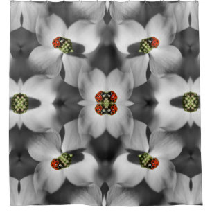 Ladybug On Dogwood Flower Nature Art   Shower Curtain