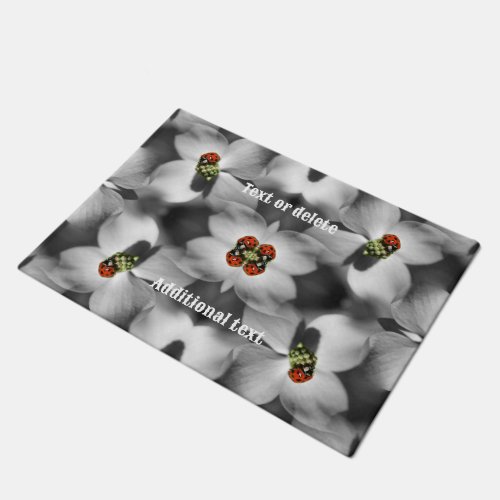 Ladybug On Dogwood Flower Nature Personalized  Doormat