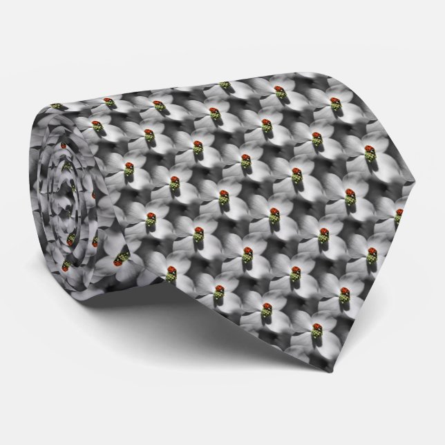 Ladybug On Dogwood Flower Nature Small Neck Tie (Rolled)