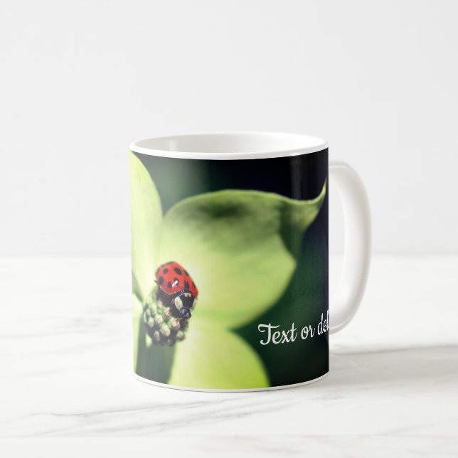 Ladybug On Dogwood Flower Personalized Coffee Mug (Front Right)