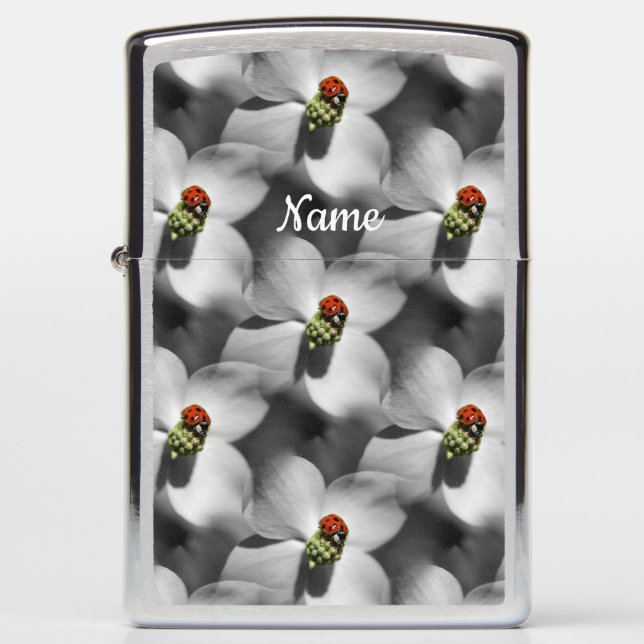 Ladybug On Dogwood Flower Personalized Nature  Zippo Lighter (Front)