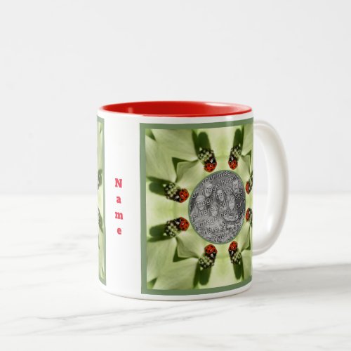 Ladybug On Dogwood Nature Add Your Photo Two_Tone Coffee Mug