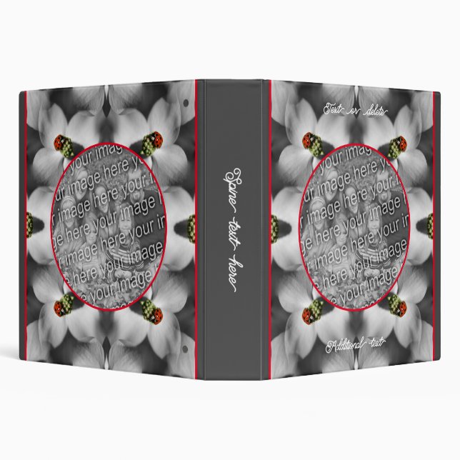 Ladybug On Dogwood Personalized Add Your Photo 3 Ring Binder (Background)