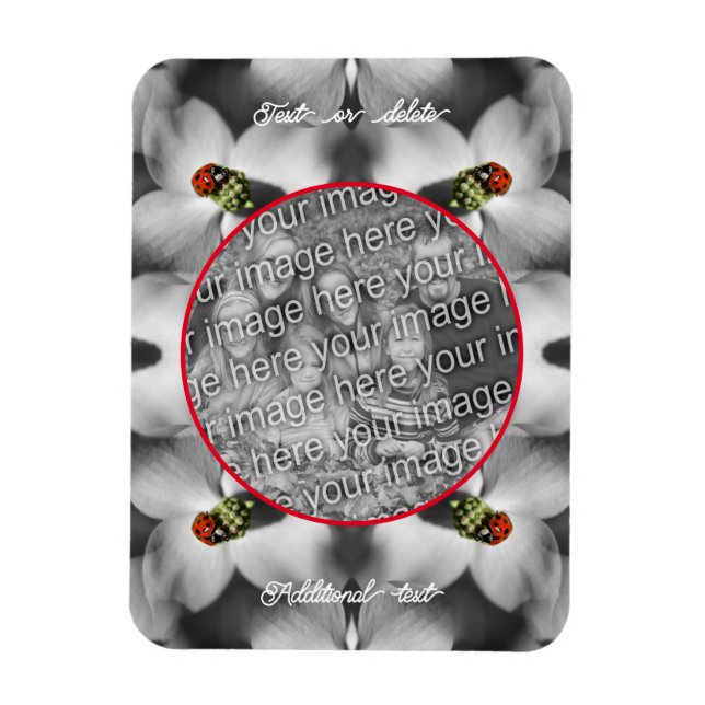 Ladybug On Dogwood Personalized Add Your Photo Magnet (Vertical)