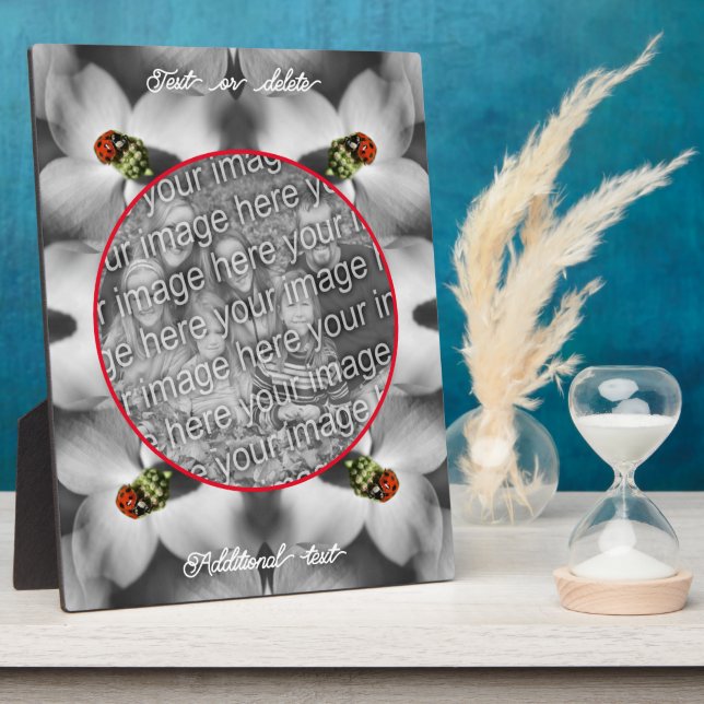 Ladybug On Dogwood Personalized Add Your Photo Plaque (Side)