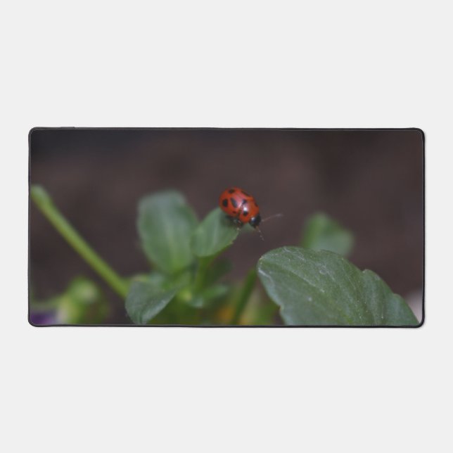 Ladybug on Flowers Desk Mat (Front)
