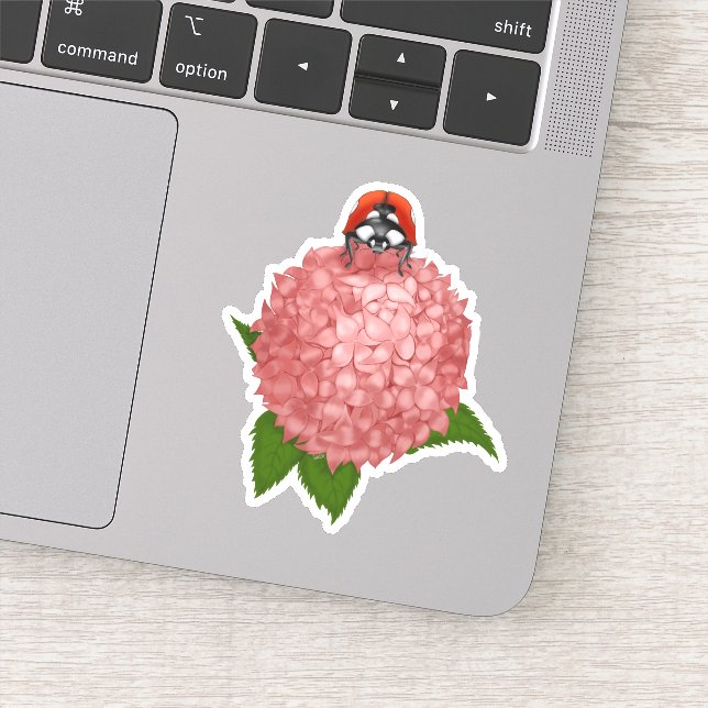 Ladybug on Flowers Vinyl Stickers (Detail)
