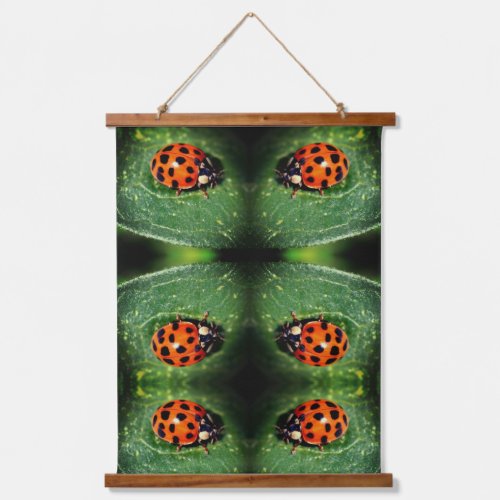 Ladybug On Leaf Close Up Abstract Hanging Tapestry