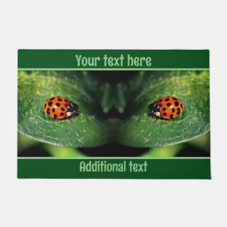 Ladybug On Leaf Close Up Personalized Doormat