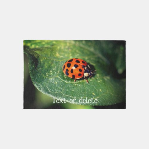 Ladybug On Leaf Close Up Personalized  Rug