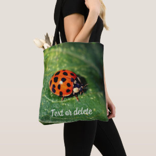 Ladybug On Leaf Close Up Personalized Tote Bag