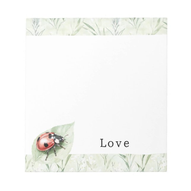 Ladybug on Leaf Love Notepad (Front)