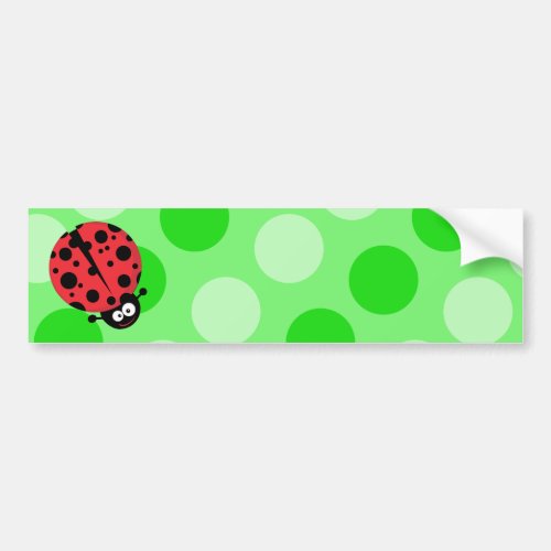 Ladybug on Polka Dots Bumper Sticker