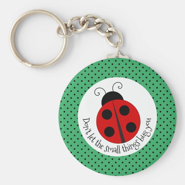 Ladybug on Polka Dots Design Keychain