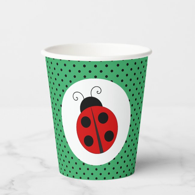 Ladybug on Polka Dots Design Paper Cups