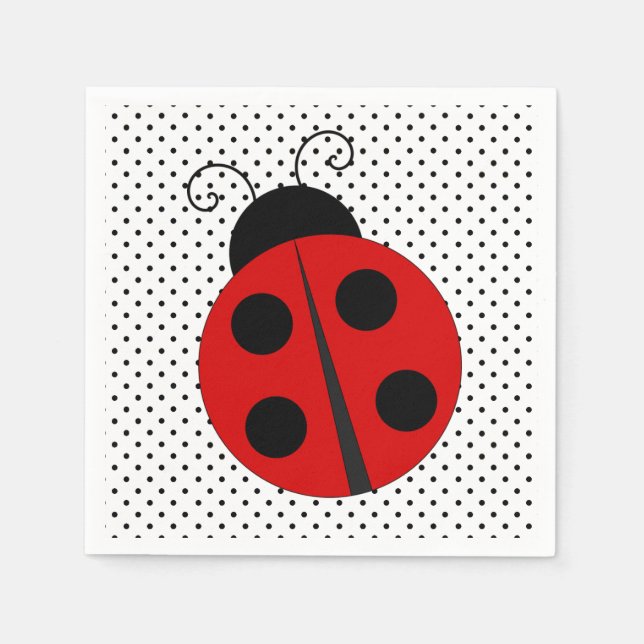 Ladybug on Polka Dots Design Paper Napkins (Front)