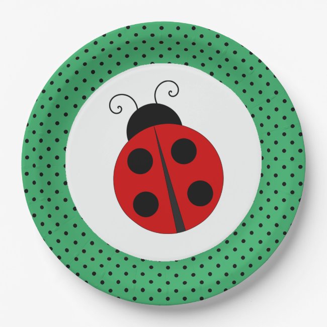 Ladybug on Polka Dots Design Paper Plates
