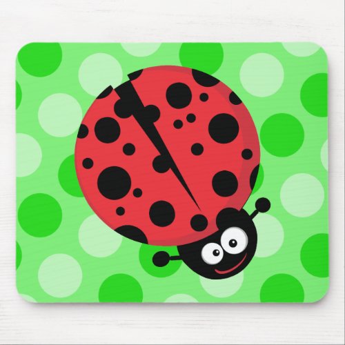 Ladybug on Polka Dots Mouse Pad