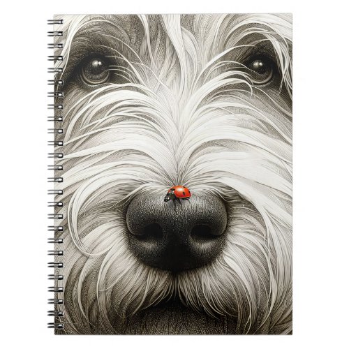 Ladybug On Shaggy Dogs Nose Notebook