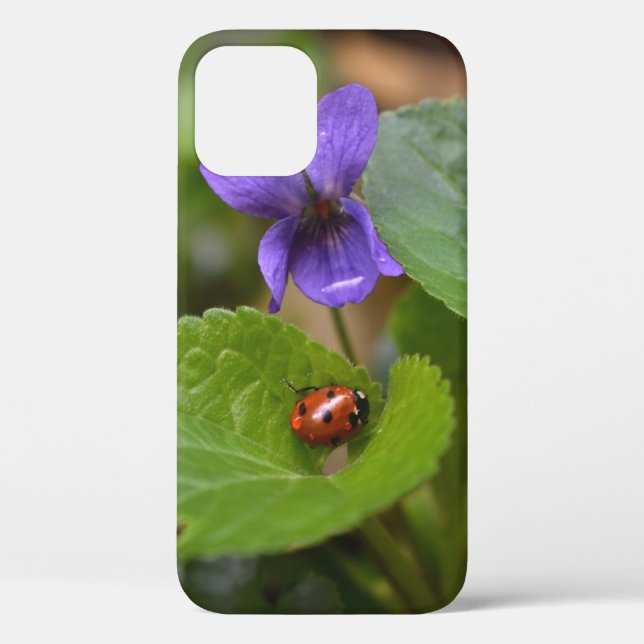 Ladybug on Sweet Violet Flowers Case-Mate iPhone Case (Back)