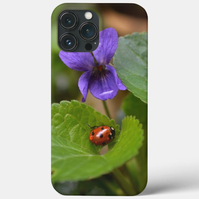 Ladybug on Sweet Violet Flowers Case-Mate iPhone Case (Back)